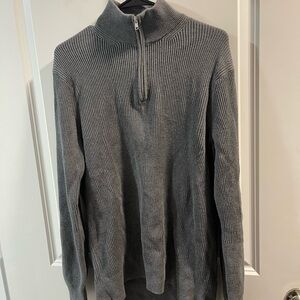 Theory Men's Gray Half-Zip Sweater Size Medium99 Cotton Made In Hong Kong